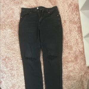 American Age Black Skinny Jeans with Knee Rips